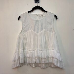 Ballet-inspired White Ruffle Peplum Tank